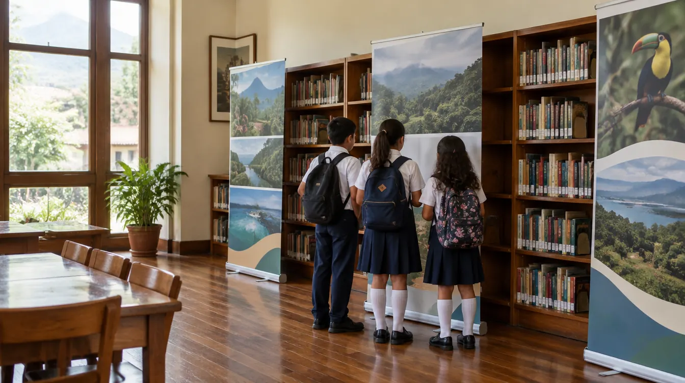 Exhibición itinerante montada en un espacio comunitario