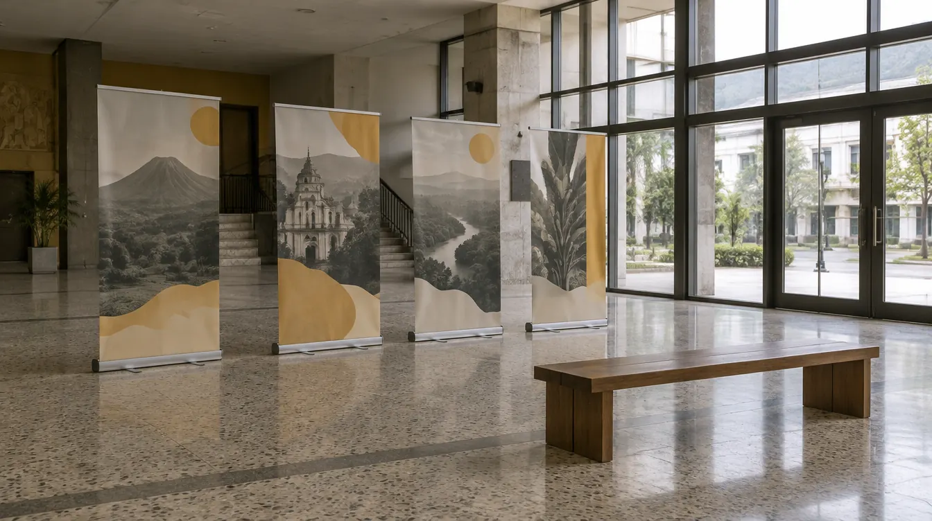 Exhibición itinerante montada en un espacio comunitario